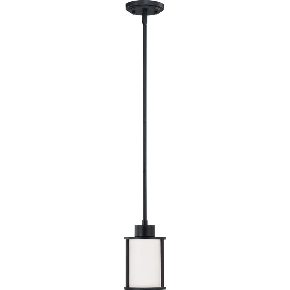 Nuvo Lighting 60/2977  Odeon - 1 Light Mini Pendant with Satin White Glass in Aged Bronze Finish